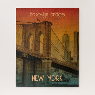 Vintage-Sonnenuntergang Brooklyn Bridge New York Puzzle
