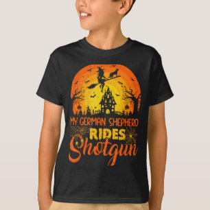 Vintage-Sonnenuntergang Deutscher Schäferhund fähr T-Shirt