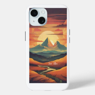 Vintage-Sonnenuntergang-Display Minimaler Name Case-Mate iPhone Hülle