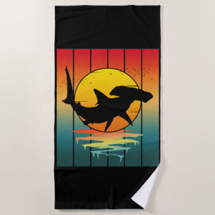 Vintage-Sonnenuntergang-Hammerhai Strandtuch