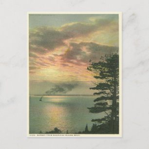Vintage-Sonnenuntergang Mackinac Island Michigan Postkarte