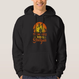 Vintage Sonnenuntergang Mein Cane Corso Hund fährt Hoodie