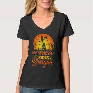 Vintage Sonnenuntergang Mein Samojede Hund fährt S T-Shirt
