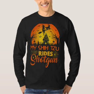Vintage-Sonnenuntergang Mein Shih Tzu Hund fährt S T-Shirt