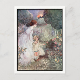 Vintage-Sonnenuntergang-Mutter und Sohn von Anne A Postkarte