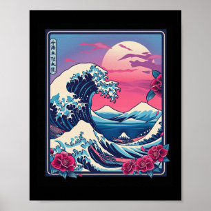 Vintage-Sonnenuntergang Naturliebhaber japanische Poster