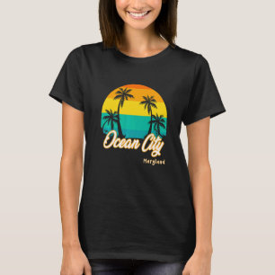 Vintage-Sonnenuntergang Ocean City Strand Maryland T-Shirt