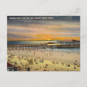 Vintage, Sonnenuntergang Old Orchard Beach, Maine Postkarte