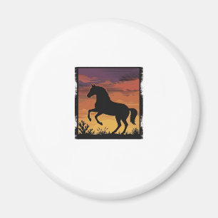 Vintage-Sonnenuntergang-Pferdesilhouette Western-G Magnet