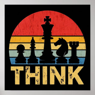 Vintage-Sonnenuntergang-Schach-Kunstwerk – Inspiri Poster