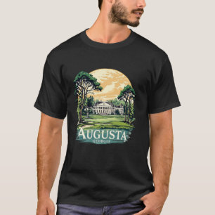 Vintage-Sonnenuntergang-Silhouette-Stadtbild Augus T-Shirt