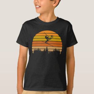 Vintage-Sonnenuntergang-Ski-Design für Skifahrer T-Shirt