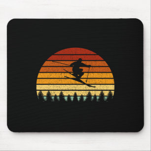 Vintage-Sonnenuntergang-Ski-Geschenk für Skifahrer Mousepad