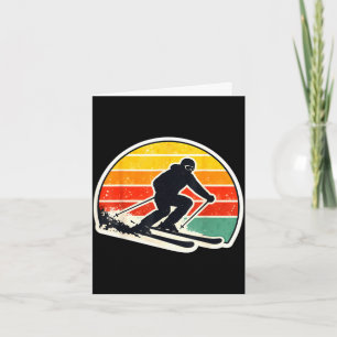 Vintage-Sonnenuntergang-Skifahrer-Silhouette Retro Karte