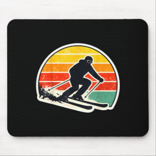 Vintage-Sonnenuntergang-Skifahrer-Silhouette Retro Mousepad