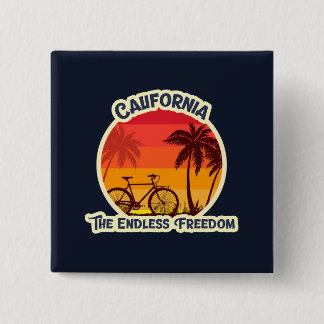 Vintage-Sonnenuntergang-Strand-Fahrradsilhouette Button