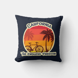 Vintage-Sonnenuntergang-Strand-Fahrradsilhouette Kissen