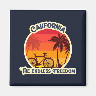 Vintage-Sonnenuntergang-Strand-Fahrradsilhouette Magnet