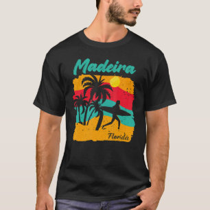 Vintage-Sonnenuntergang-Strandsurfen Madeira Flori T-Shirt