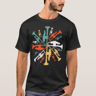 Vintage-Sonnenuntergang-Trompeter-Jazz-Musikliebha T-Shirt