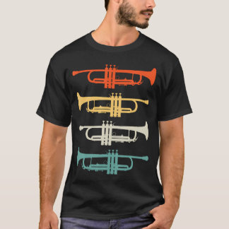 Vintage-Sonnenuntergang-Trompeter-Jazz-Musikliebha T-Shirt