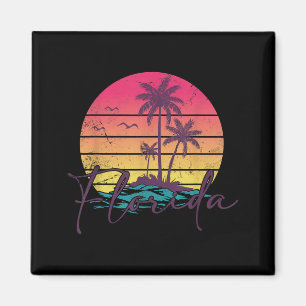 Vintage-Sonnenuntergang-tropischer-Sommerurlaub-Fl Magnet