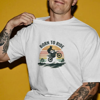 Vintage-Sonnenuntergangs-Dirt-Bike-Fahrer-Grafik-T T-Shirt