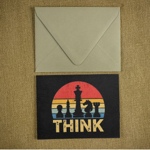 Vintage-Sonnenuntergangs-Schach-Kunstwerk – Inspir Postkarte