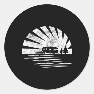 Vintage-Sonnenuntergangs-Shirt 5th-Wheel-Camper-RV Runder Aufkleber