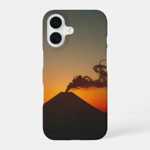 Vintage-Sonnenuntergangs-Vulkan iPhone 16 Hülle