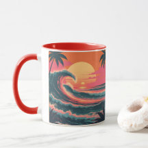 Vintage-Sonnenuntergangs-Welle | Retro-tropischer
