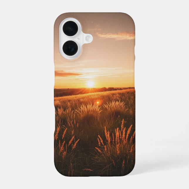 Vintage-Sonnenuntergangs-Wiesen iPhone 16 Hülle (Rückseite)