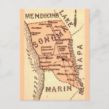 Vintage-Sonoma-County-Karte Postkarte