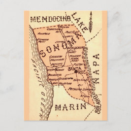 Vintage-Sonoma-County-Karte Postkarte
