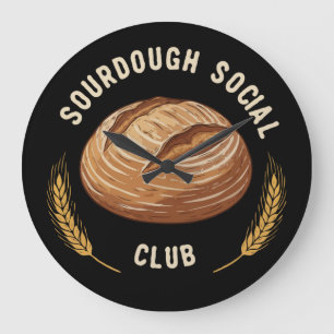 Vintage Sourdough Social Club   Artisan Brot backe Große Wanduhr