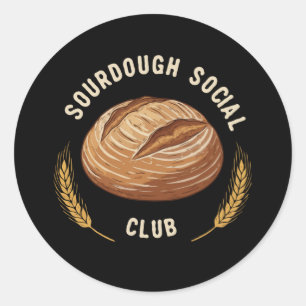 Vintage Sourdough Social Club Artisan Brot backe Runder Aufkleber