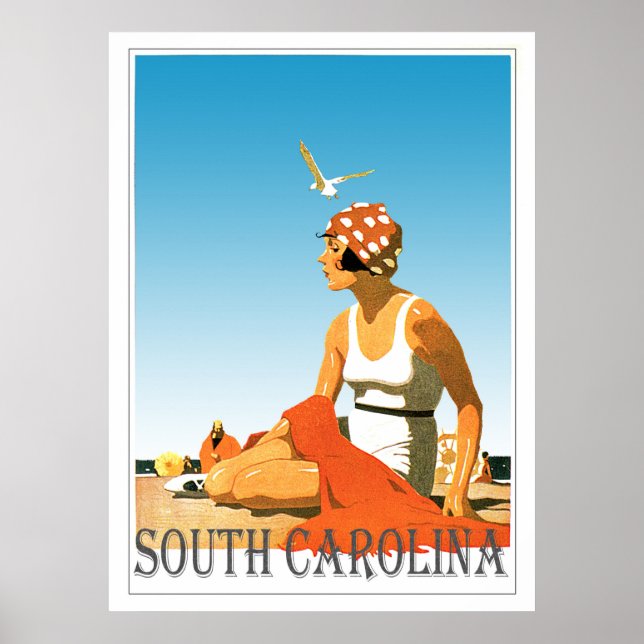 Vintage South Carolina Beach Szene Poster (Vorne)