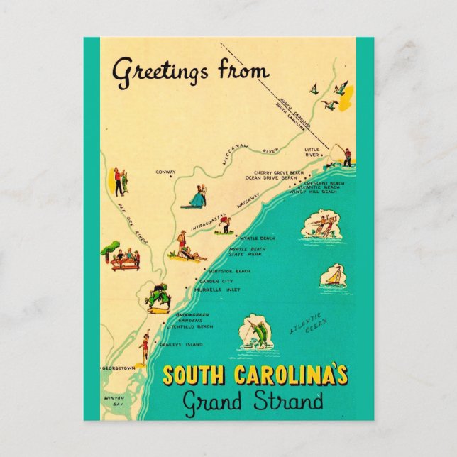 Vintage South Carolina Coast Postcard Postkarte (Vorderseite)