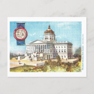 Vintage South Carolina Hauptstadt mit Siegel Postk Postkarte