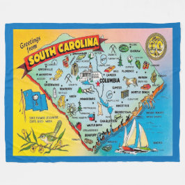 Vintage South Carolina Map Postcard Fleecedecke