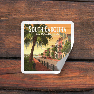 Vintage South Carolina Quadratischer Aufkleber