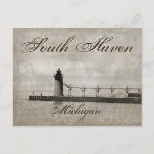 Vintage South Haven Michigan Leuchtturm Postkarte