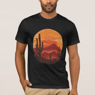 Vintage Southwest Wüsten-Sonnenuntergang Kaktus T- T-Shirt