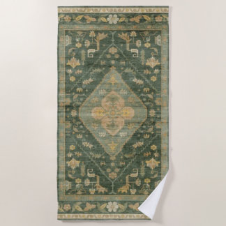 Vintage Southwestern Floral Kilim Sage Green Boho Strandtuch