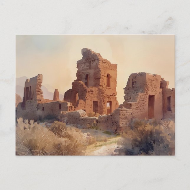 Vintage Southwestern Ruins Illustration Postkarte (Vorderseite)