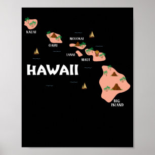 Vintage-Souvenir-Karte Hawaii-Inseln Poster
