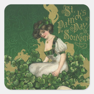 Vintage Souvenir zum St. Patrick's Day, Irische Ma Quadratischer Aufkleber