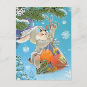Vintage sowjetische Neujahrs-/Weihnachtspostkarte Postkarte