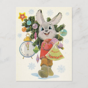 Vintage sowjetische Neujahrs-/Weihnachtspostkarte Postkarte