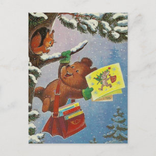 Vintage sowjetische Neujahrs-/Weihnachtspostkarte Postkarte